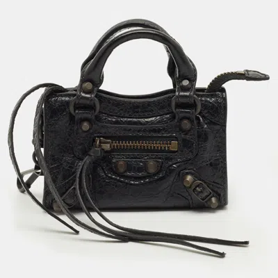 Pre-owned Balenciaga Black Leather Le City Micro Bag Charm
