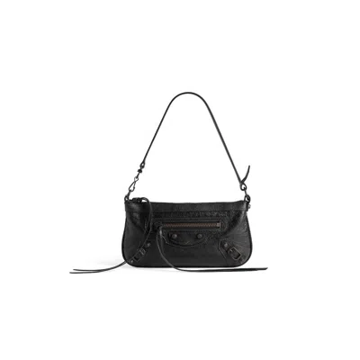 Balenciaga Le City Pouch On Strap In Arena Lambskin In Black
