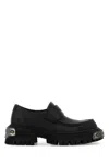 Balenciaga Black Leather Tractor Loafers Men