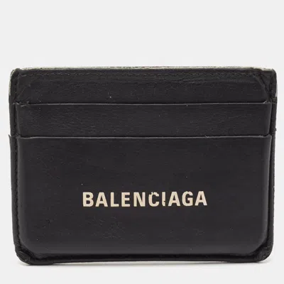 Pre-owned Balenciaga Black Leather Logo Card Holder