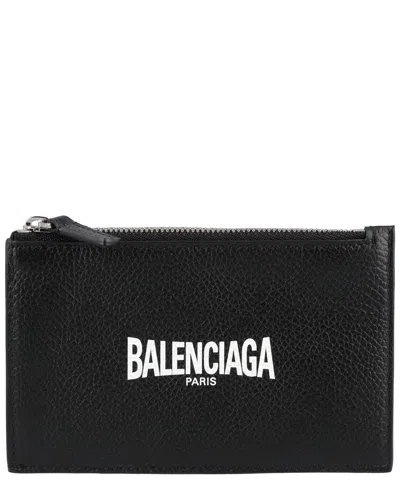 Pre-owned Balenciaga Black Leather Logo Zip Card Holder, Never Carried (authentic Pre-  Loved)
