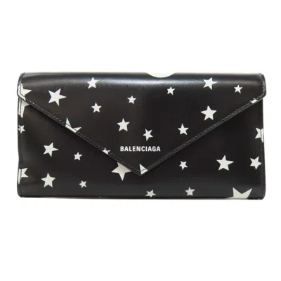 Pre-owned Balenciaga Black Leather Long Wallet (bi-fold) ()