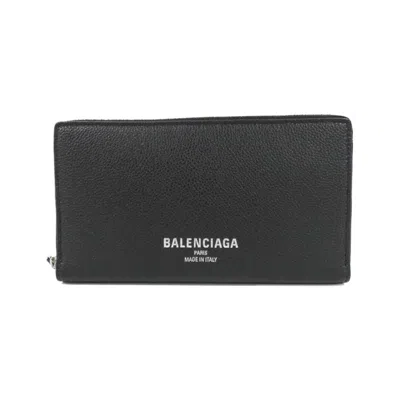 Pre-owned Balenciaga Black Leather Long Wallet (bi-fold) ()