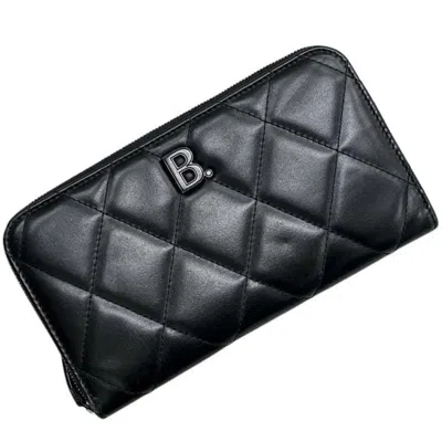 Pre-owned Balenciaga Black Leather Long Wallet (bi-fold) ()