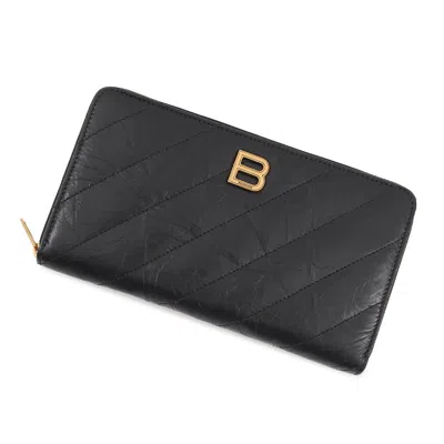 Pre-owned Balenciaga Black Leather Long Wallet (bi-fold) ()