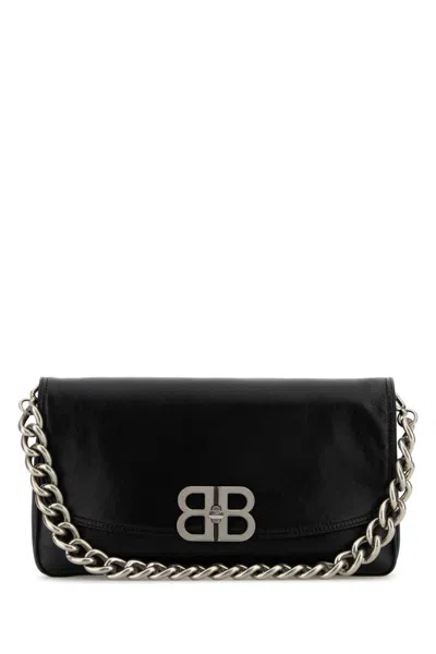 Balenciaga Women Black Leather Medium Bb Soft Shoulder Bag