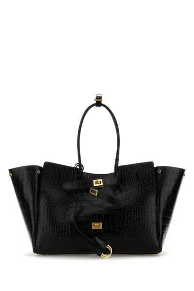 Balenciaga Black Leather Medium Carry All Bel Air Handbag
