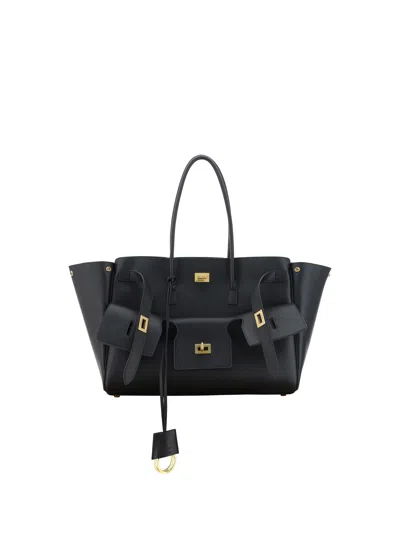 Balenciaga Black Leather Medium Carry All Bel Air Shopping Bag
