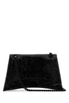 Balenciaga Woman Black Leather Medium Crush Shoulder Bag