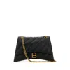 Balenciaga Women Black Leather Medium Crush Shoulder Bag In Black