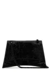 Balenciaga Patent Leather Shoulder Bag With Frontal Monogram In Black