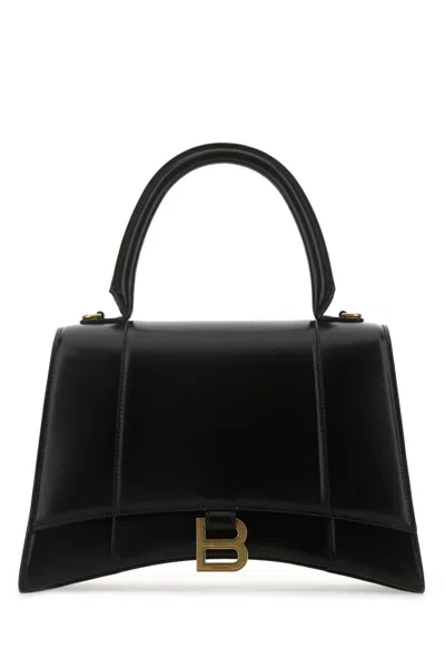 Balenciaga Black Leather Medium Hourglass Handbag