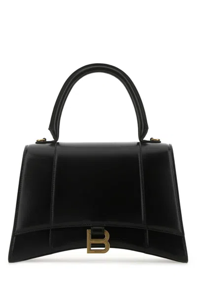 Balenciaga Black Leather Medium Hourglass Handbag In Pink