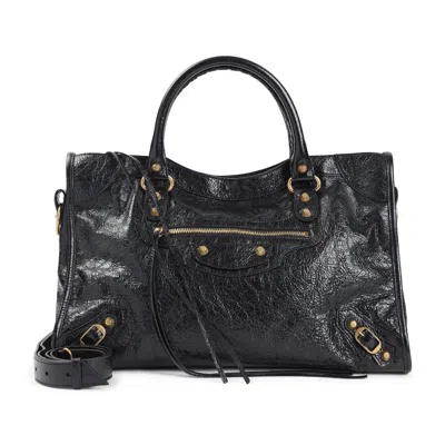 Balenciaga Black Leather Medium Le City Shopping Bag In Pink