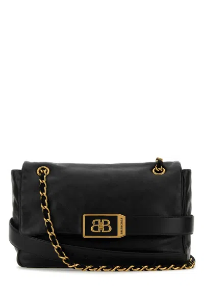 BALENCIAGA BLACK LEATHER MEDIUM MODU SHOULDER BAG