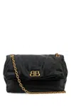 Balenciaga Monaco Crinkled-leather Shoulder Bag In Black