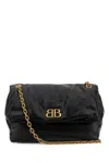 Balenciaga Monaco Crinkled-leather Shoulder Bag In Black