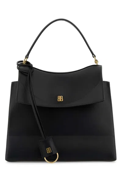 Balenciaga Medium Nano Leather Shoulder Bag In Black