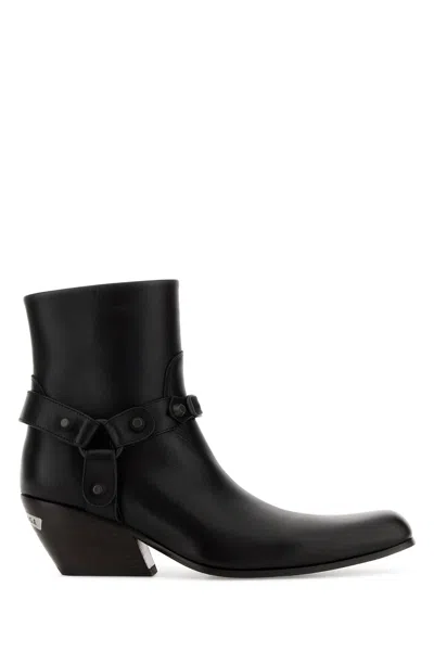 Balenciaga Black Leather Memphis Ankle Boots