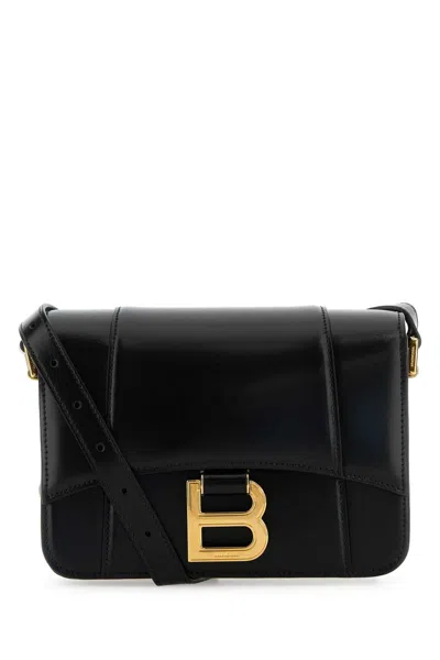 Balenciaga Black Leather Mini Hourglass Crossbody Handbag