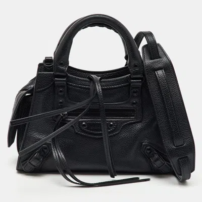 Pre-owned Balenciaga Black Leather Mini Neo Classic City Shoulder Bag