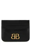 Balenciaga Black Leather Monaco Card Holder In Black