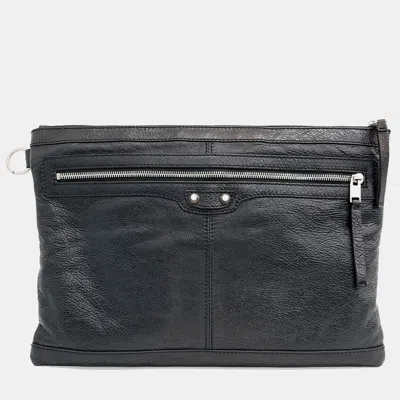 Pre-owned Balenciaga Black Leather Motor Clip Clutch