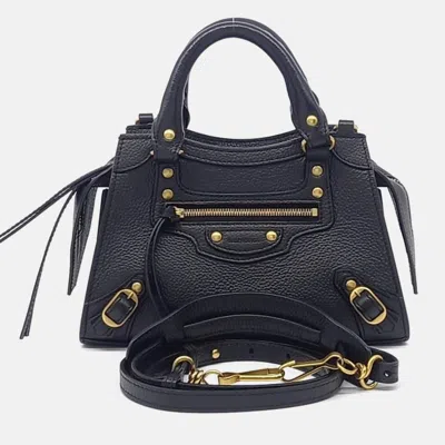 Pre-owned Balenciaga Black Leather Neo Classic Mini Top Handle