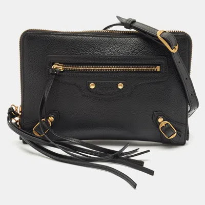Pre-owned Balenciaga Black Leather Neo Classic Pouch Crossbody Bag