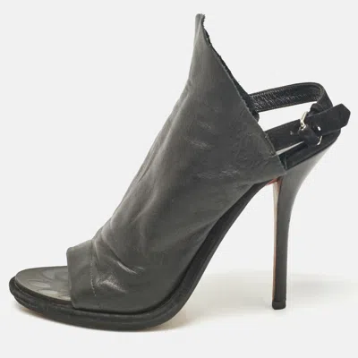 Pre-owned Balenciaga Black Leather Open Toe Slingback Mule Sandals Size 38