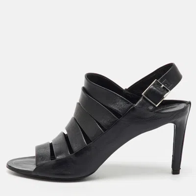 Pre-owned Balenciaga Black Leather Open Toe Strappy Slingback Sandals Size 39