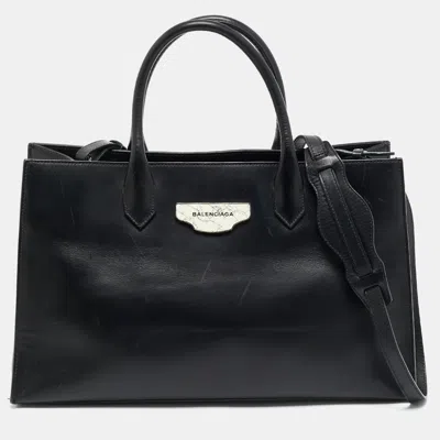 Pre-owned Balenciaga Black Leather Padlock Tote