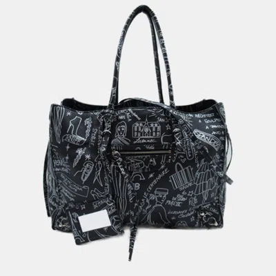 Pre-owned Balenciaga Black Leather Papier Graffiti A6 Zip Around Classic Studs Bag