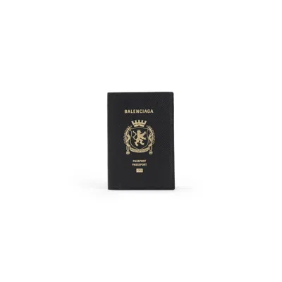 Balenciaga Black Leather Passport Holder