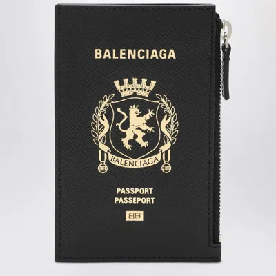 BALENCIAGA BLACK LEATHER PASSPORT HOLDER AND WALLET
