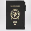 Balenciaga Black Leather Passport Holder And Wallet In Black