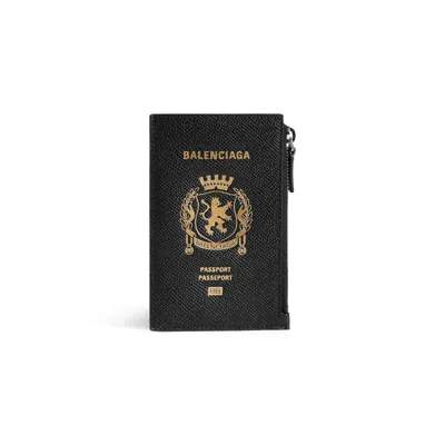Balenciaga Black Leather Passport Holder And Wallet