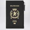 Balenciaga Black Leather Passport Holder And Wallet In Black