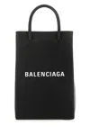 Balenciaga Black Leather Phone Case In Brown