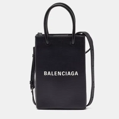 Pre-owned Balenciaga Black Leather Phone Holder Crossbody Bag