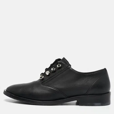 Pre-owned Balenciaga Black Leather Pierced Oxfords Size 37