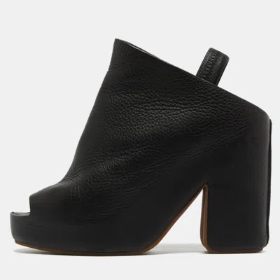 Pre-owned Balenciaga Black Leather Platform Slingback Sandals Size 39