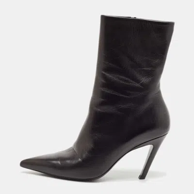 Pre-owned Balenciaga Black Leather Pointed Toe Ankle Boots Size 39