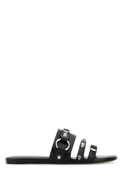 BALENCIAGA BLACK LEATHER SANDALS