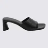 Balenciaga Dutyfree Leather Logo Mule Sandals In Black