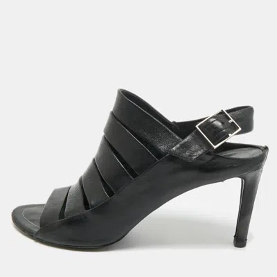 Pre-owned Balenciaga Black Leather Slingback Sandals Size 39