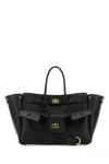 Balenciaga Women Black Leather Medium Carry All Bel Air Shopping Bag In Black