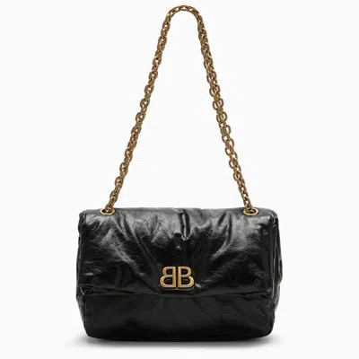 Balenciaga Black Leather Small Monaco Bag With Chain Women