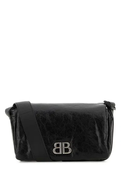 Balenciaga Black Leather Small Monaco Crossbody Bag