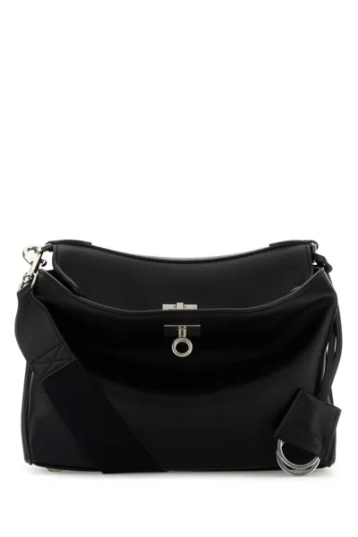 Balenciaga Men Black Leather Small Rodeo Messenger Crossbody Bag